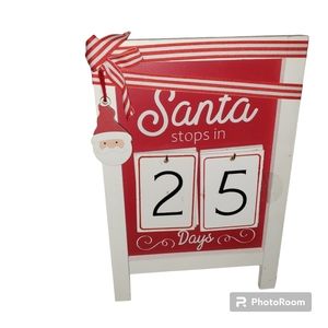 SANTA Stops in Days Count down to Christmas Easel Table top Decoration New
